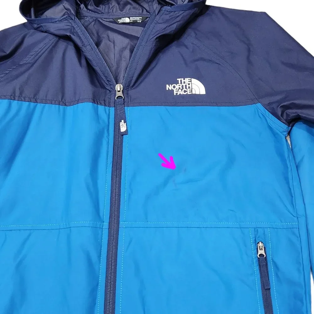 The North Face Boy Cyclone Hoodie Windbreaker Jacket Navy Blue Zipper
